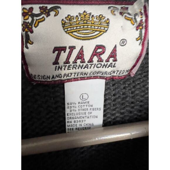 Vintage Tiara Sweater 1999 2000 Millennium Novelty Sweater Beaded Sequins Large - Picture 6 of 8